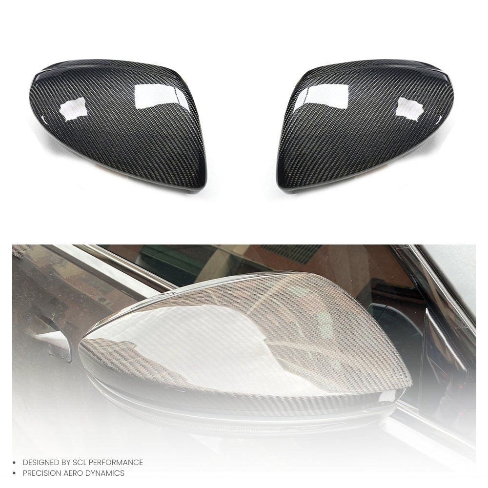 100% Dry Carbon Weave in Glossy Finish Perfect Fitment Side Mirror Cover for AUDI A6 A7 S7 C8