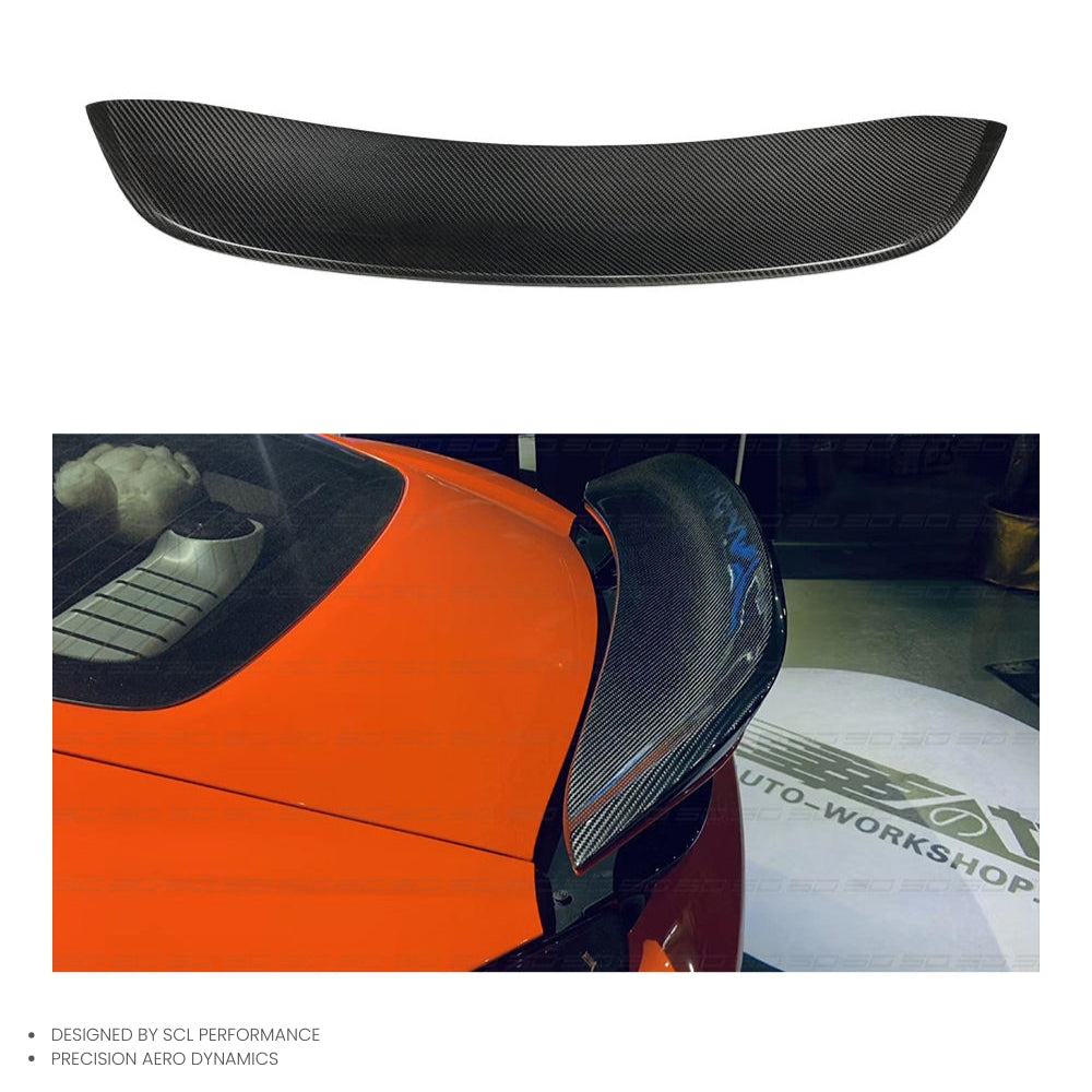 Real Dry Carbon Fiber Rear Trunk Spoiler for Porsche 718 Cayman Sports Sports Aerodynamics Wing Rear Spoiler Tail Body Kit
