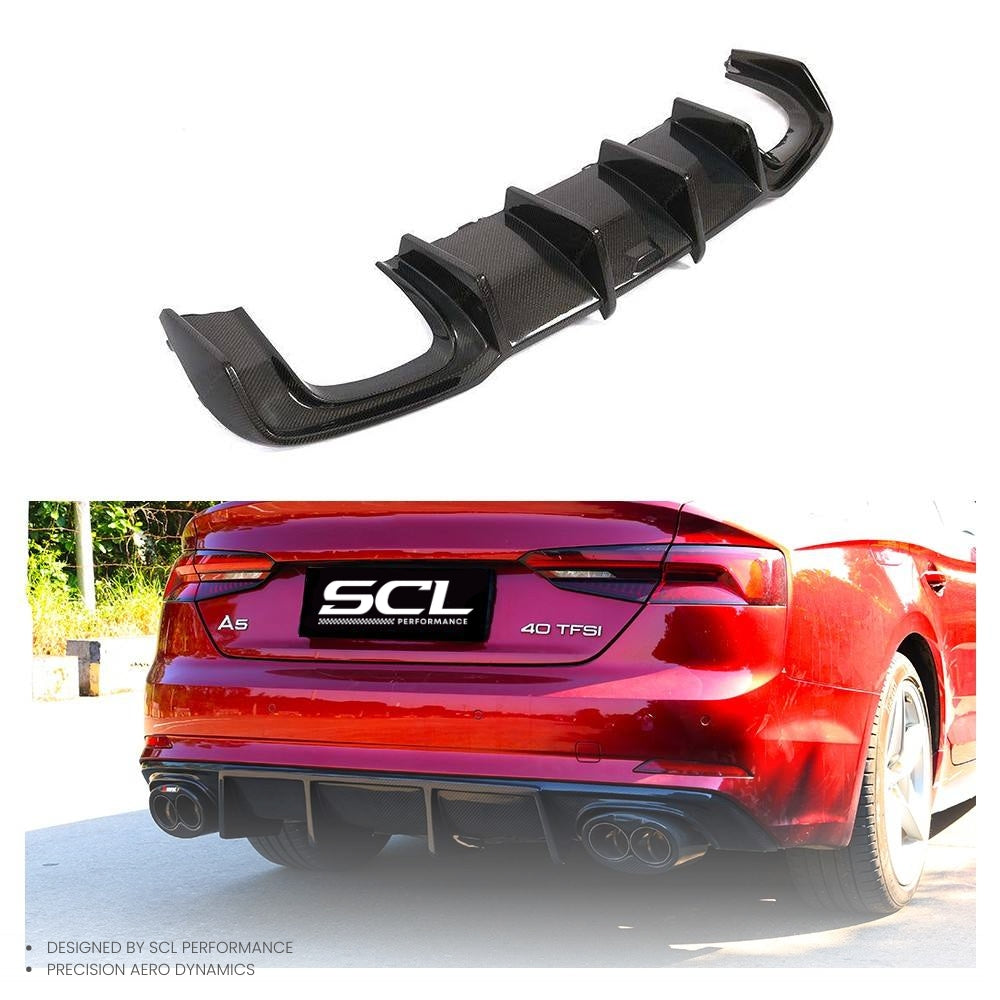 For Audi A5 S5 B9 2017-2019 Genuine Dry Carbon Fiber Universal Rear Spoiler Bumper Rear Lip Diffuser Body Kits Trim Decoration