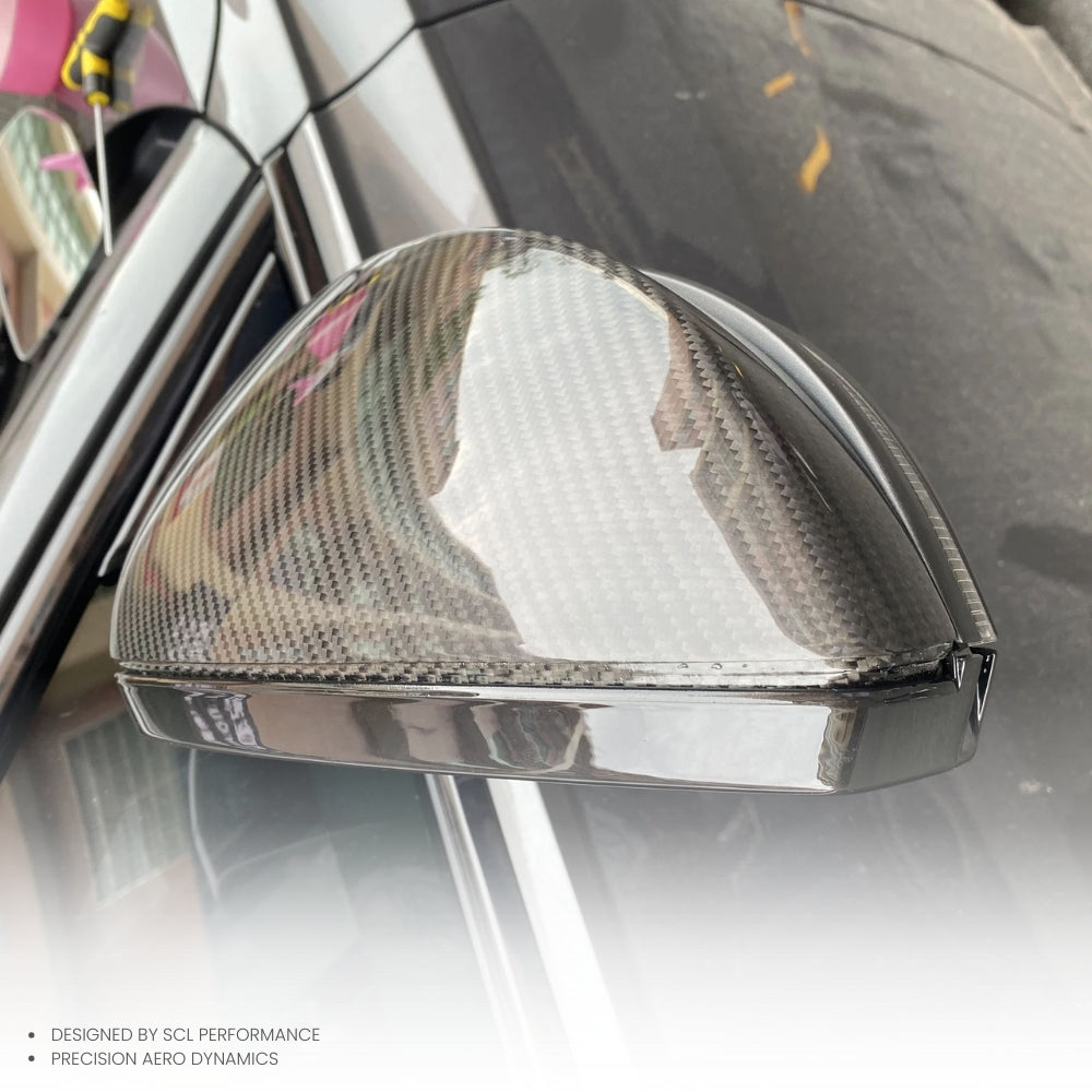 100% Dry Carbon Weave in Glossy Finish Perfect Fitment Side Mirror Cover for AUDI A6 A7 S7 C8