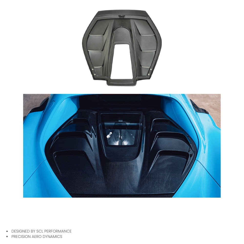 Aero Style Real Dry Carbon Fiber Hood Body Kits Rear Eigne Cover for Ferrari 296GTB