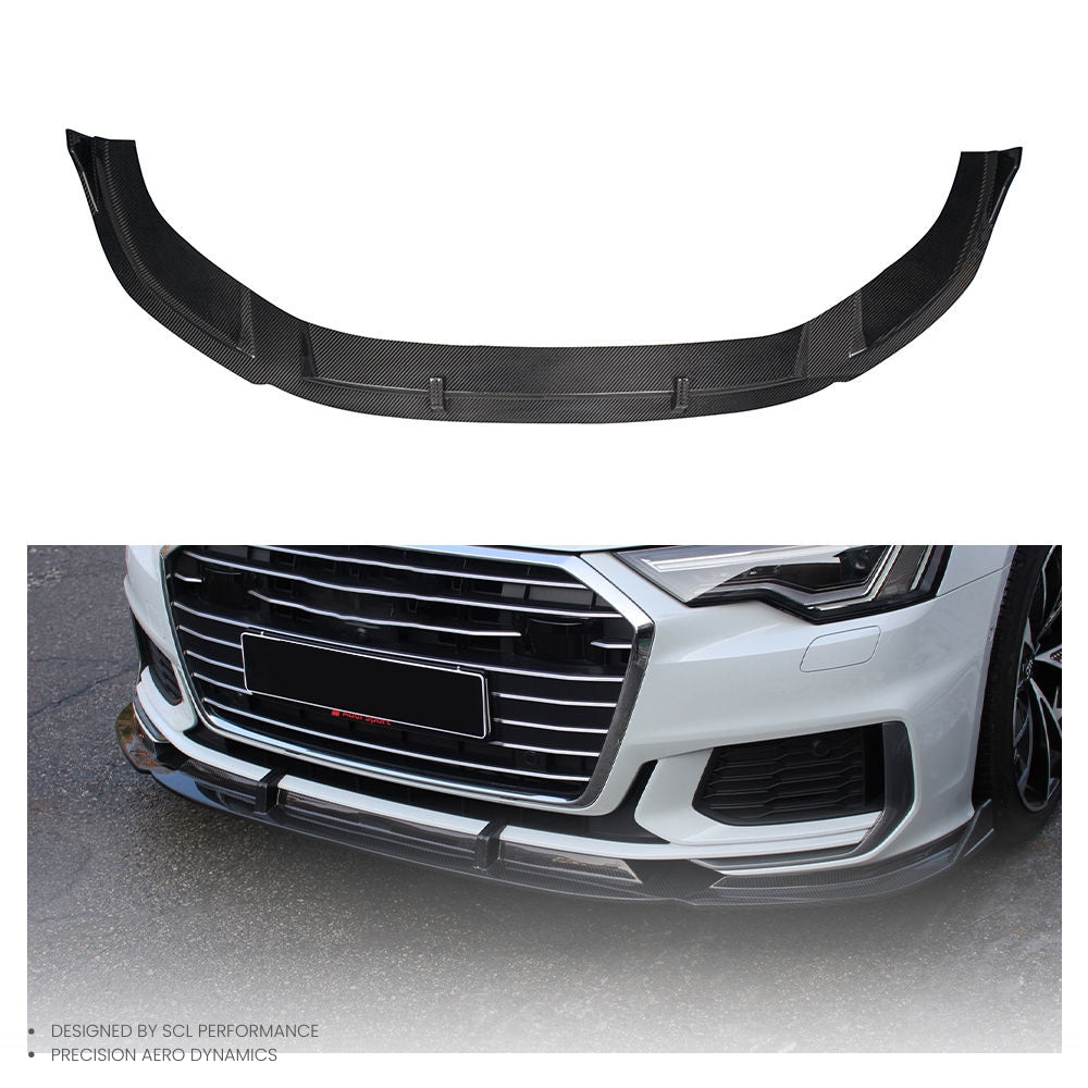 100%Dry Carbon Fiber Car Body Kit Car Front Bumper Lip Spoiler Car Accessories for Audi A6 S6 C8 2020+ Carbon Fiber Diffuser