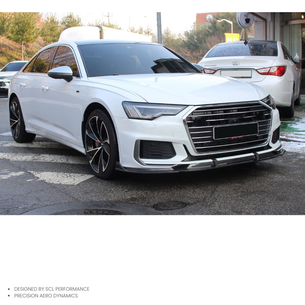 100%Dry Carbon Fiber Car Body Kit Car Front Bumper Lip Spoiler Car Accessories for Audi A6 S6 C8 2020+ Carbon Fiber Diffuser