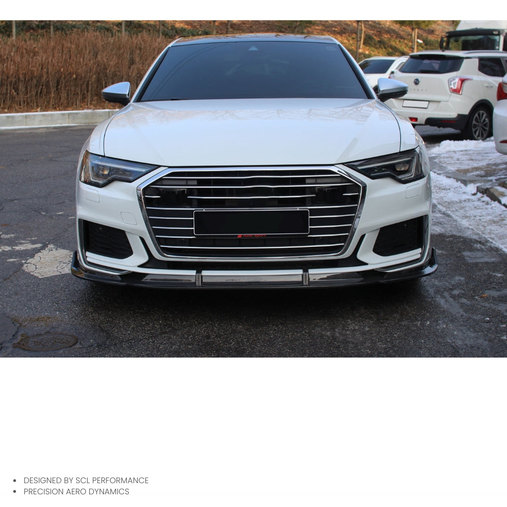 100%Dry Carbon Fiber Car Body Kit Car Front Bumper Lip Spoiler Car Accessories for Audi A6 S6 C8 2020+ Carbon Fiber Diffuser