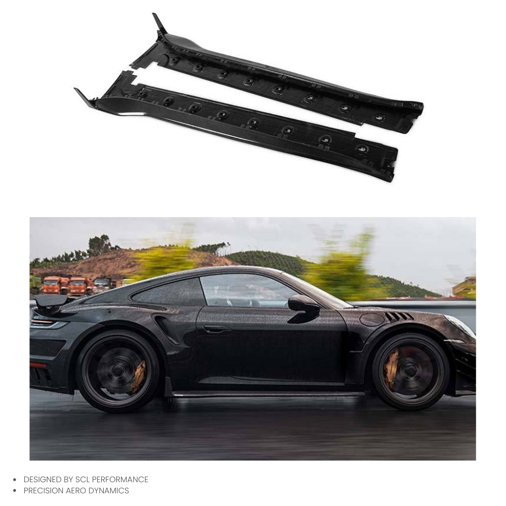 Carbon Perfect Fitment Real Car Data Development Dry Carbon Fiber Side Skirts Extensions for porsche 911 992 Turbo S