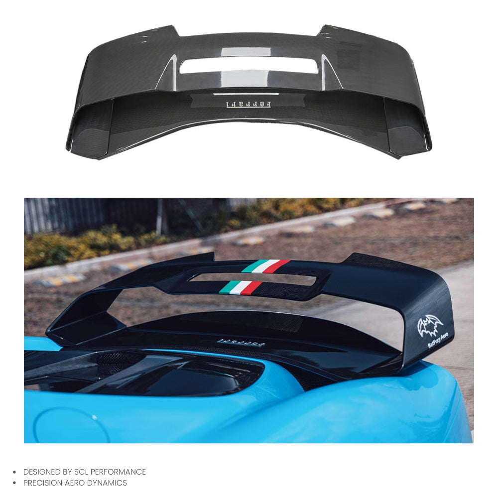 Dry Carbon Fiber Tail Wing Trunk Spoiler Double Layers Rear Spoiler for Ferrari 296 GTB