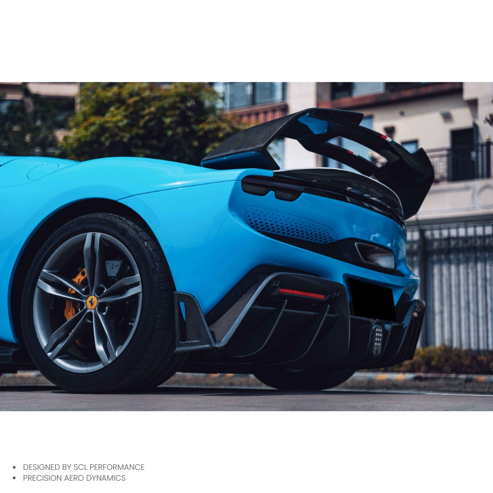 Dry Carbon Fiber Tail Wing Trunk Spoiler Double Layers Rear Spoiler for Ferrari 296 GTB