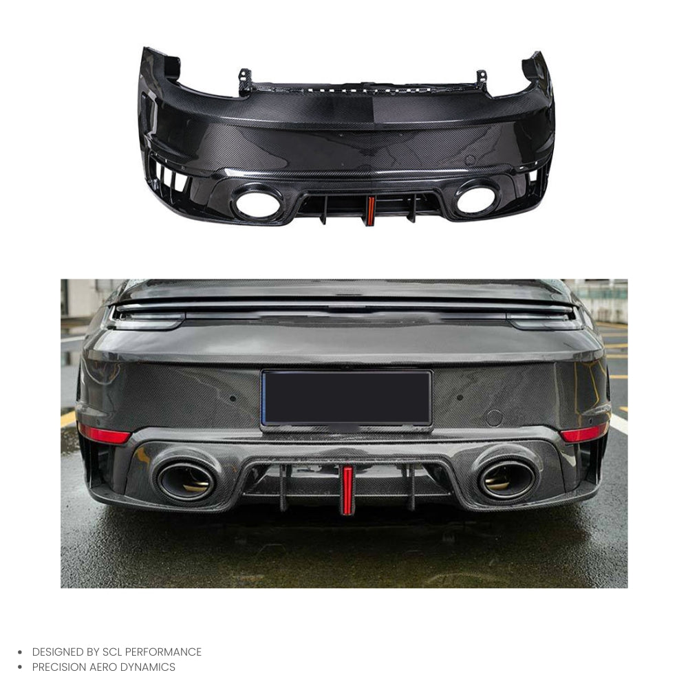 High Quality  Prepreg Dry Carbon Fiber Rear Bumper Diffuser Spoiler Body Kit for Porsche 992 Turbo S