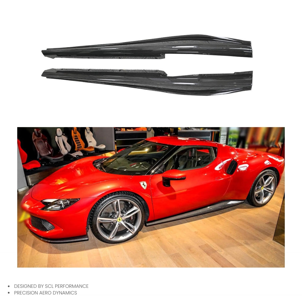 Dry Carbon Fiber Body Kits Side Skirts Door Extension Lip Spoiler for Ferrari 296 GTB