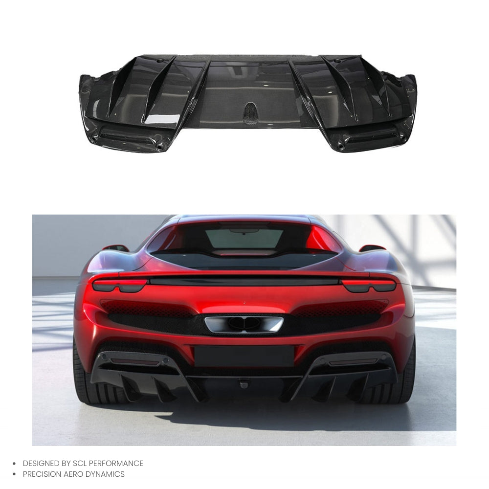 BatFury Aero Dry Carbon Fiber Rear Bumper Diffuser Spoiler Splitter for Ferrari 296 GTB OEM Body Kit  Manufacturing