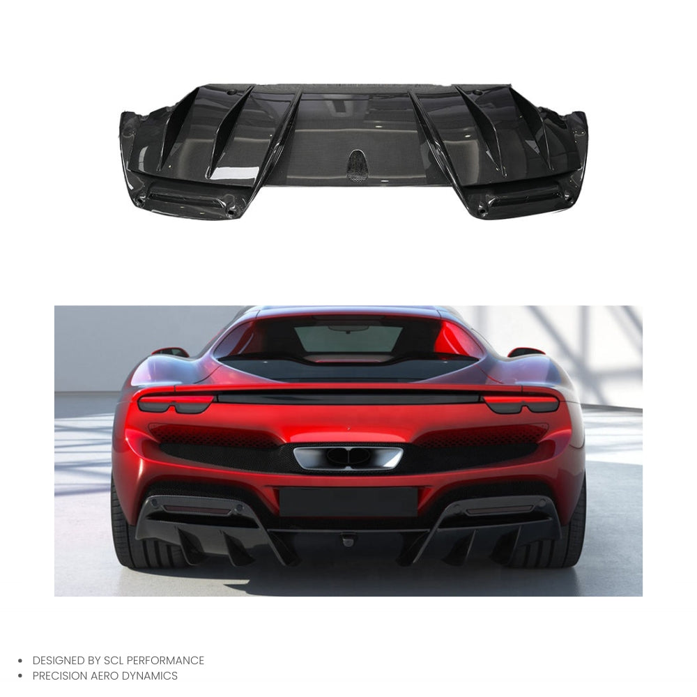 BatFury Aero Dry Carbon Fiber Rear Bumper Diffuser Spoiler Splitter for Ferrari 296 GTB OEM Body Kit  Manufacturing