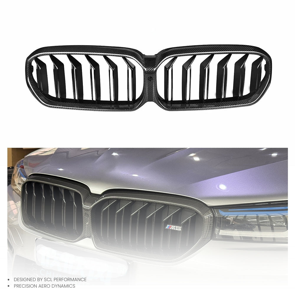 Real Dry Carbon Fiber Universal Car Spoilers Front Radiator Grille for for BMW 5 Series G30 2021-UP