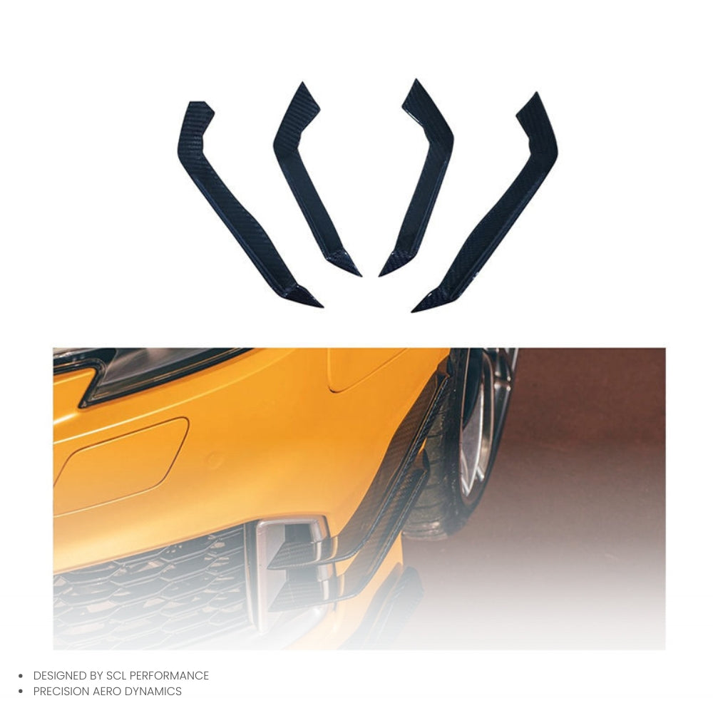 100% Dry Carbon Fiber Car Body Kit  Front Bumper Canards Air Knife for AUDI RS3 Sedan 2017-2019