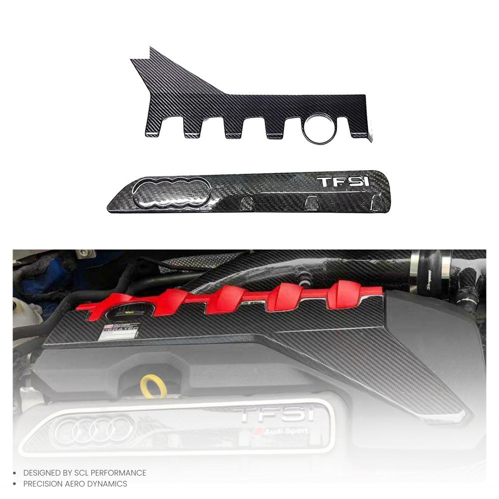 3K Twill Glossy Finish Dry Carbon Fiber Cabin Trim Board Decoration Engine Cover for AUDI RS3 TTRS EA855 2.5T