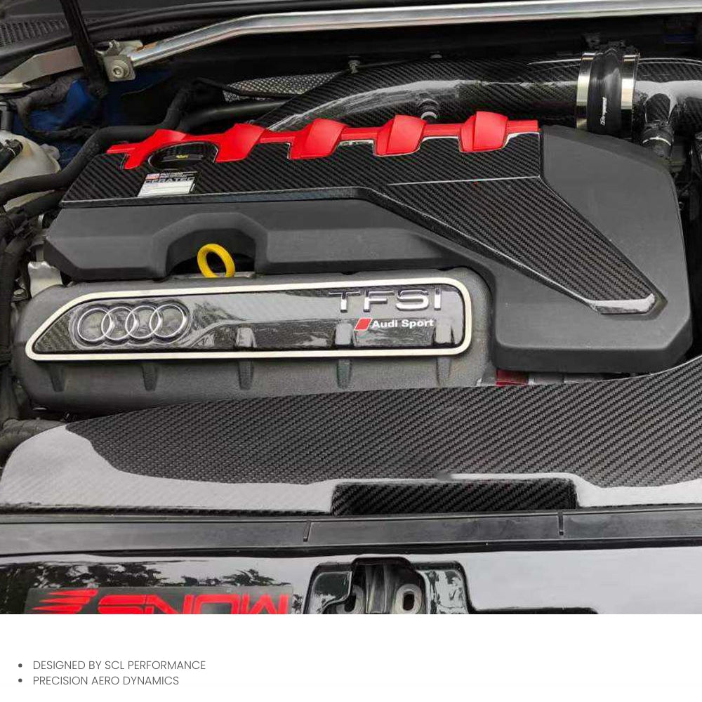 3K Twill Glossy Finish Dry Carbon Fiber Cabin Trim Board Decoration Engine Cover for AUDI RS3 TTRS EA855 2.5T