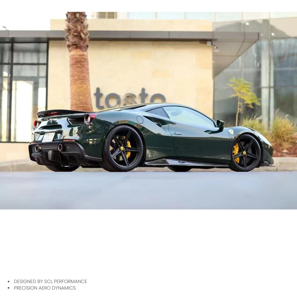 100% Wet Carbon Fiber V-Style Side Skirts Bodykit for New for Ferrari 488 GTB
