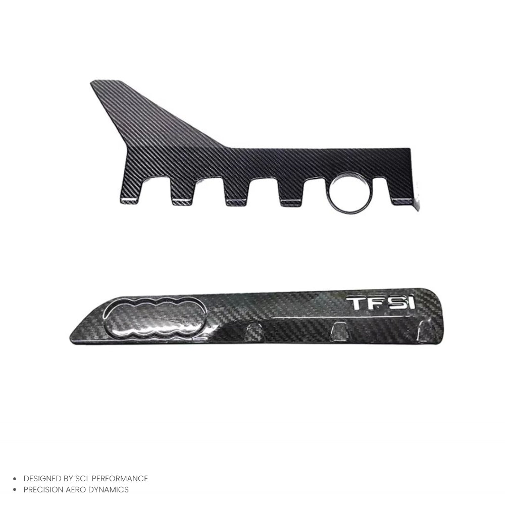 3K Twill Glossy Finish Dry Carbon Fiber Cabin Trim Board New Engine Cover Decoration for AUDI RS3 TTRS EA855 2.5T Bumper Type