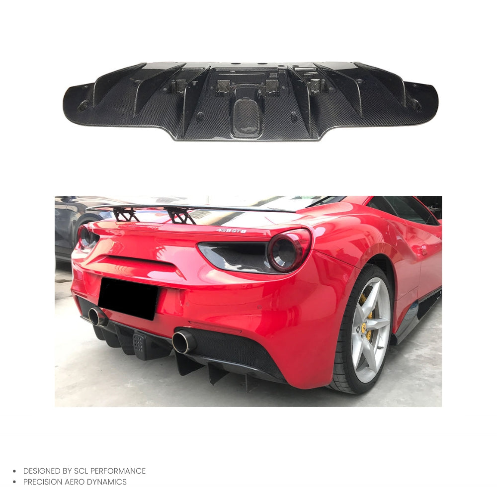 488 GTB N Style Dry Carbon Fiber Rear Bodykit New Car Accessories Lip Diffuser Spoiler Splitter for Ferrari 488 GTB Bumper Type