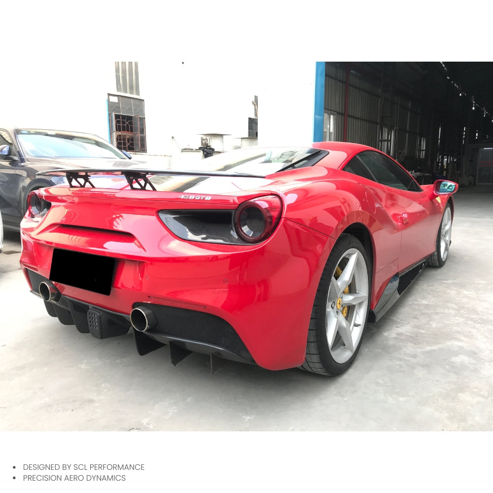 488 GTB N Style Dry Carbon Fiber Rear Bodykit New Car Accessories Lip Diffuser Spoiler Splitter for Ferrari 488 GTB Bumper Type