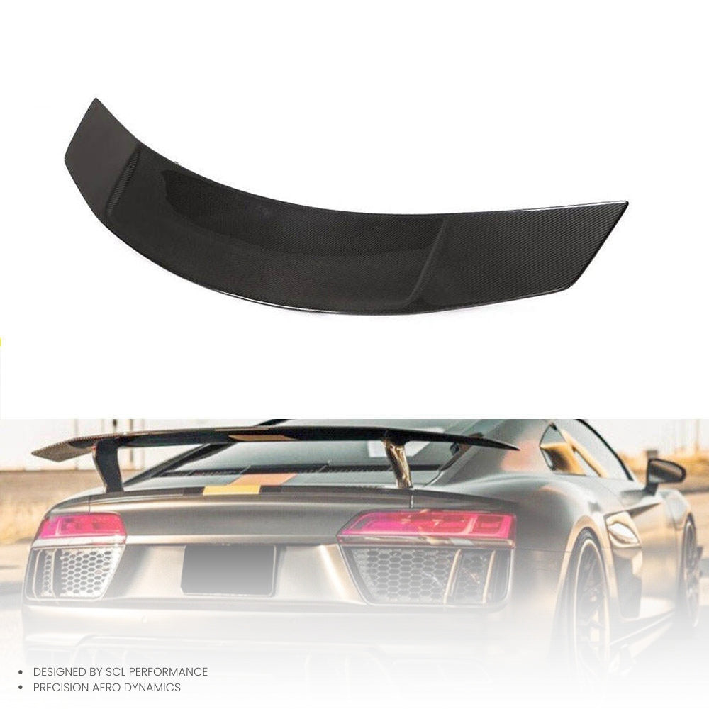 V Style Dry Carbon Fiber R8 Ducktail Wing Spoiler for Audi R8 Gen 2 V10 Coupe 2016-2018