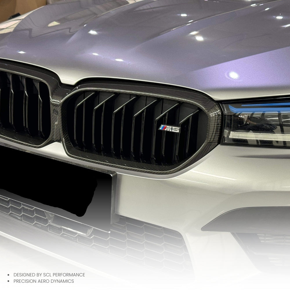 Real Dry Carbon Fiber Universal Car Spoilers Front Radiator Grille for for BMW 5 Series G30 2021-UP