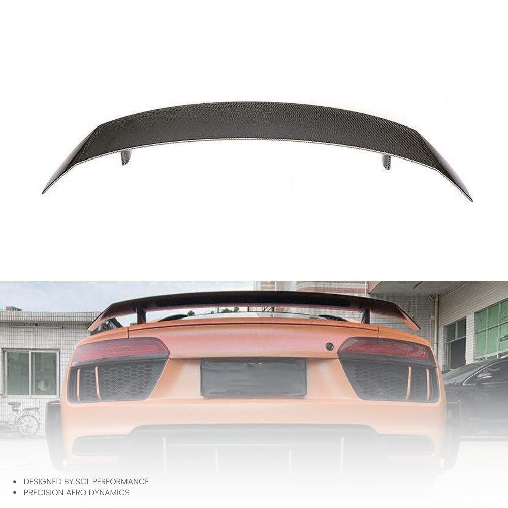 2016-2019 GT Style Carbon Fiber Rear Spoiler Wing Double Deck for Audi R8 V10 Coupe R8