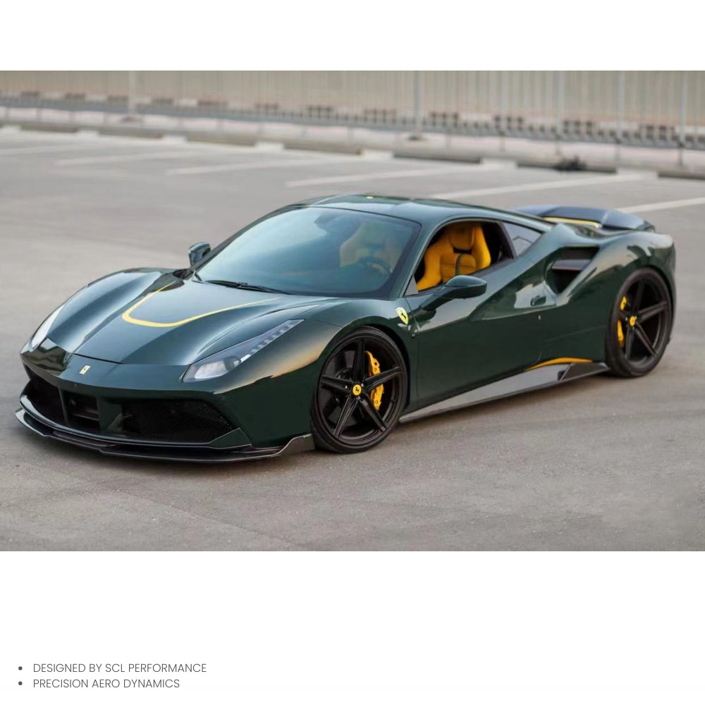 488 GTB Wet Carbon Fiber Bodykit v Style Car Side Skirts Extension for Ferrari 488 GTB