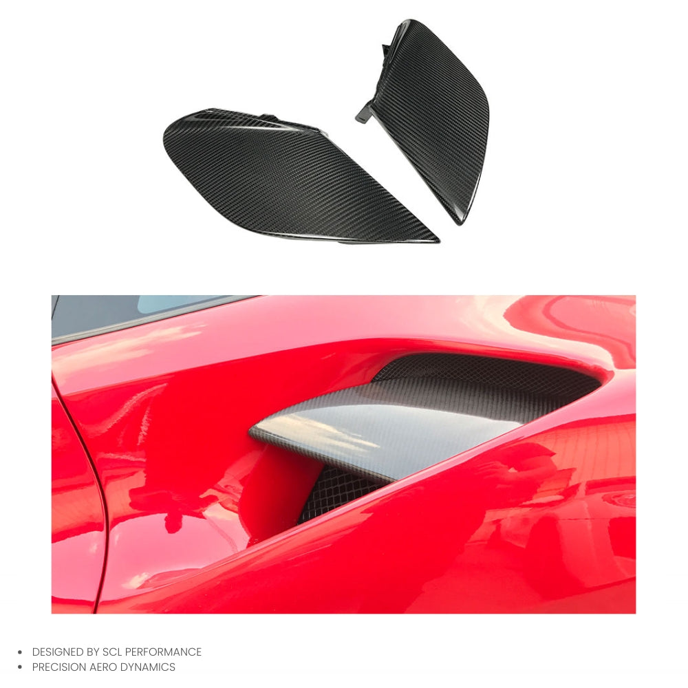 Dry Carbon Fiber Bodykit Accessories  Front Side Air Vent for Ferrari 488 GTB N Style  Carbon Side Vent