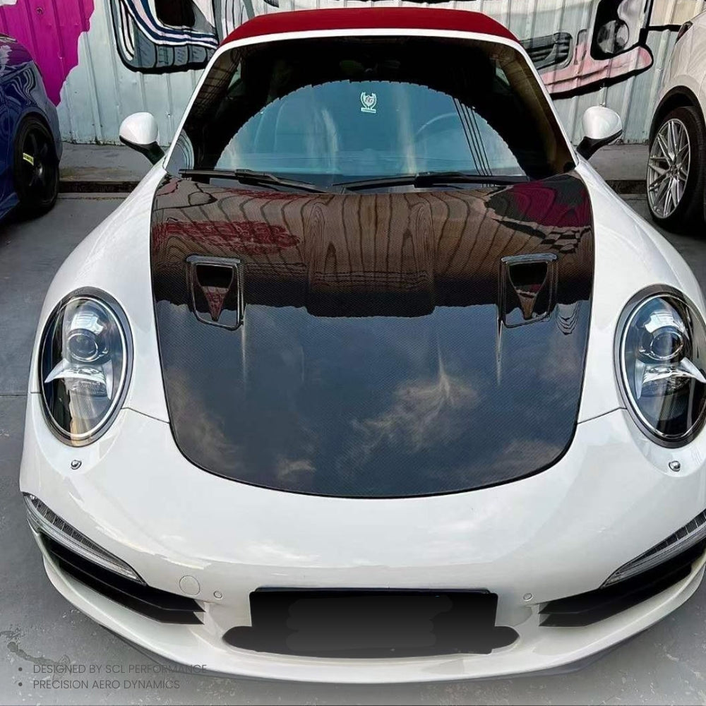 GT3 Style Dry Carbon Fiber Front Hood Engine Bonnet for Porsche 911 991.1 991.2 Replacement Engine Hood