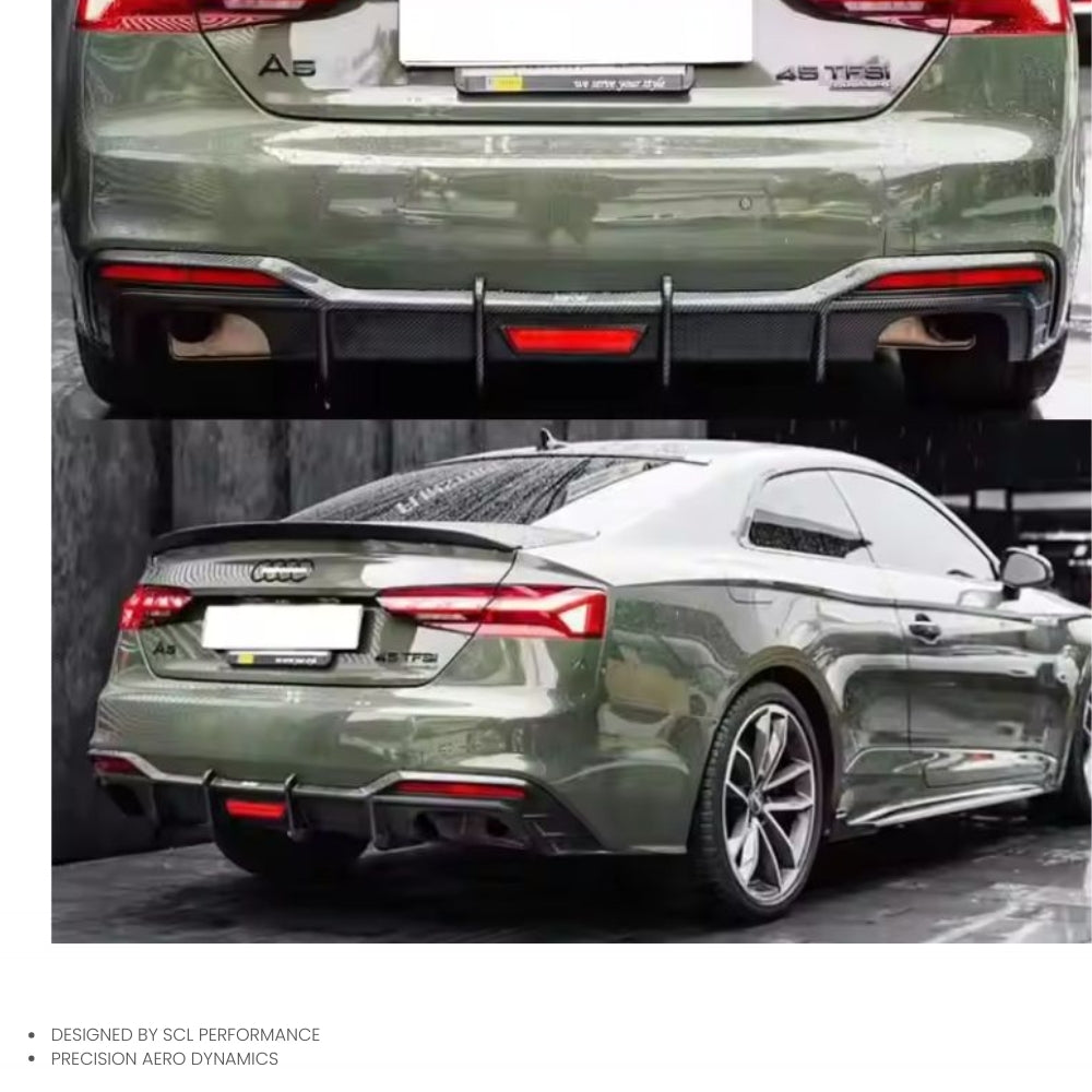 KB Style A5 Carbon Fiber Front Lip Spoiler for Audi A5 with Lighting