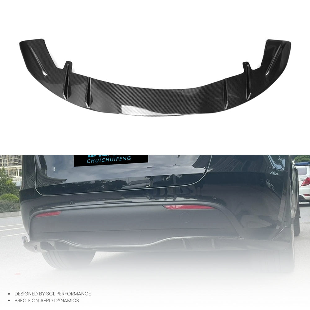 High Quality Carbon Fiber V Style Rear Bumper Lip Diffuser Body Kits Car Spoiler for Tesla Model Y 2021-UP