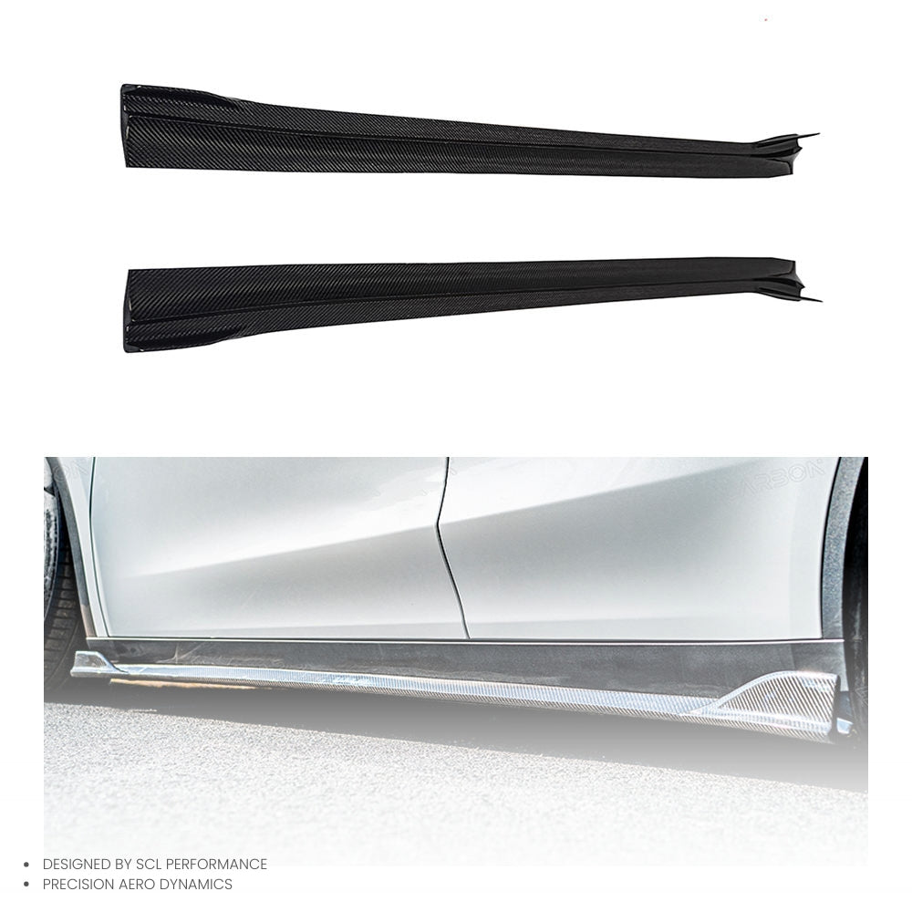 2021-Up High Quality Dry Carbon Fiber Side Skirts for TESLA Model Y New Condition Bumper Extension Lip Body Kits Car Parts