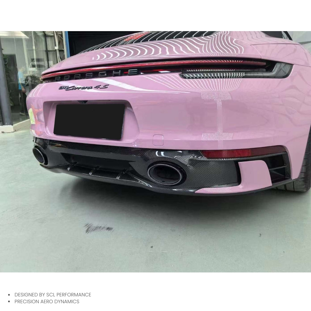 Dry Carbon Fiber TK Style Rear Bumper Diffuser Tail Throat Auto Part for P Cayman Boxster 718 Diffuser