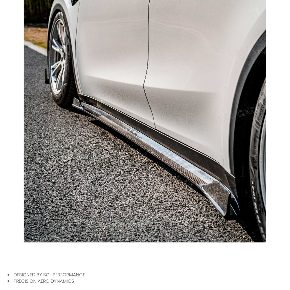 2021-Up High Quality Dry Carbon Fiber Side Skirts for TESLA Model Y New Condition Bumper Extension Lip Body Kits Car Parts