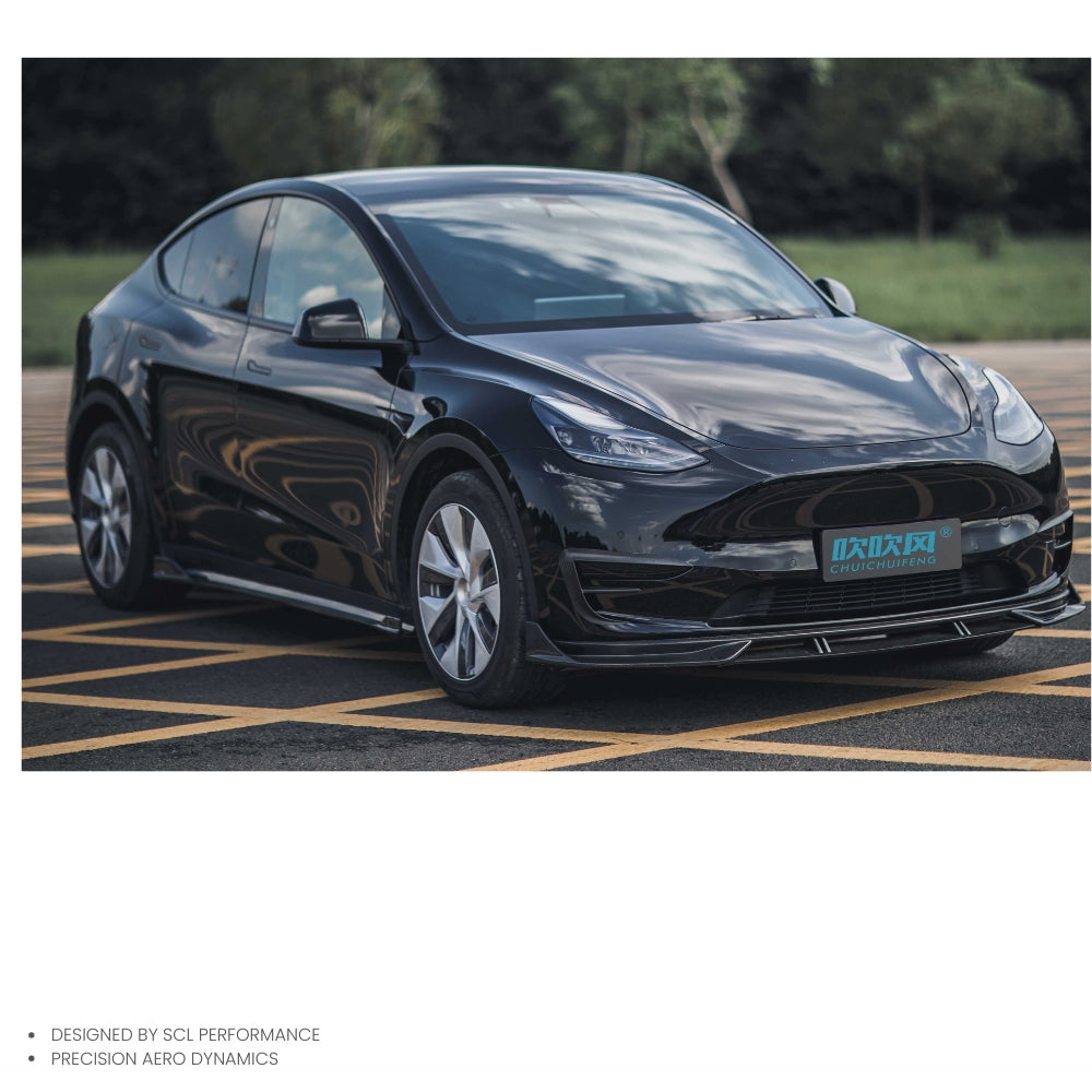 Car Parts Body Kit Dry Carbon Fiber Front Bumper Lip Spoiler Splitter Diffuser for Tesla Model Y 2021-UP