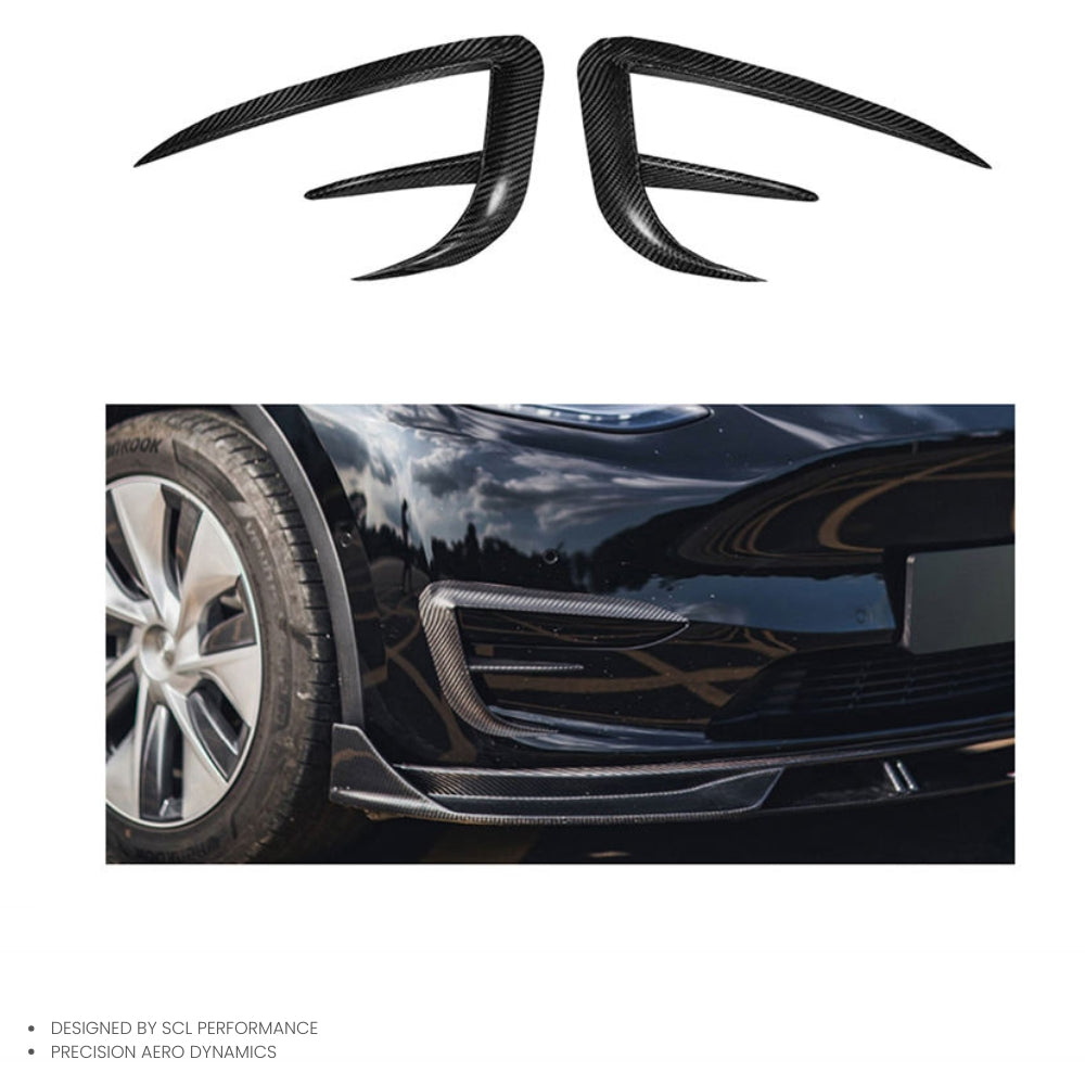 Car Spoilers Factory Direct Dry Carbon Fiber Front Fog Lamp Lights Eyebrow Frame Trim for TESLA Model Y 2021-UP