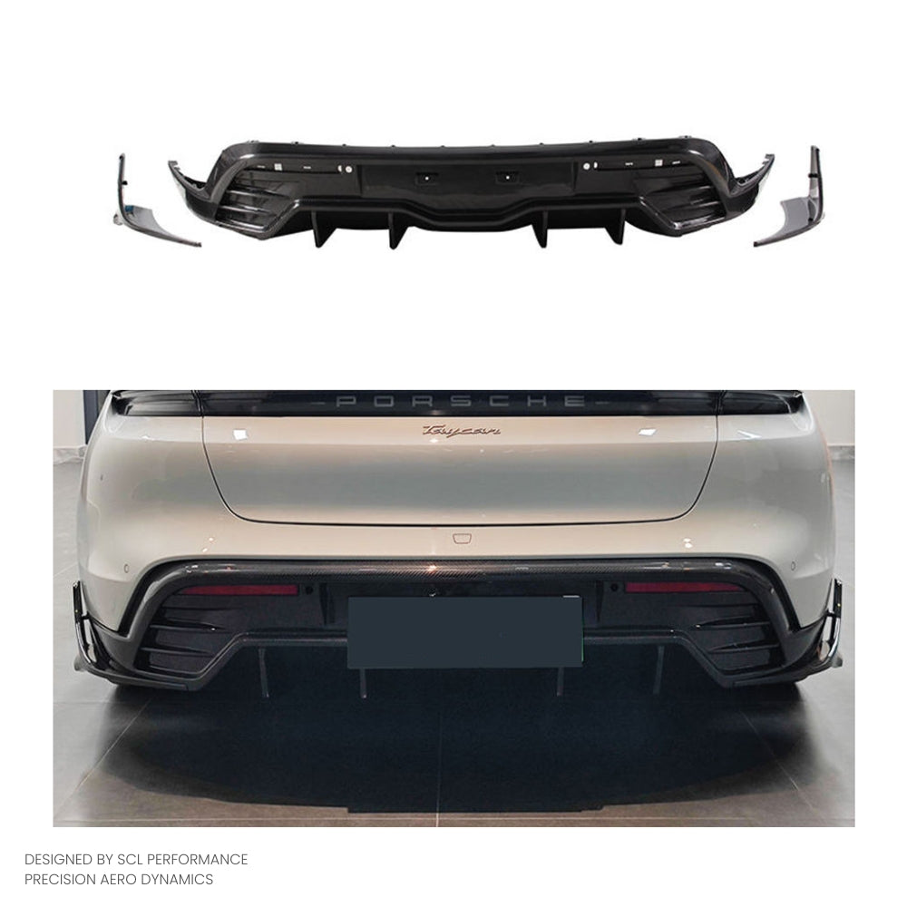 Factory Direct Sale Car Bumper Cover Dry Carbon Fiber Rear Lip Diffuser Spoiler Splitter for Porsche Taycan/Cross Turismo