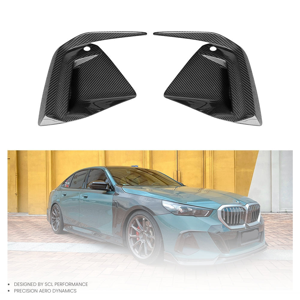 Dry Carbon Fiber Car Accessories Front Air Vent Fog Lamp Frame for BMW 5 Series G60 2024-UP