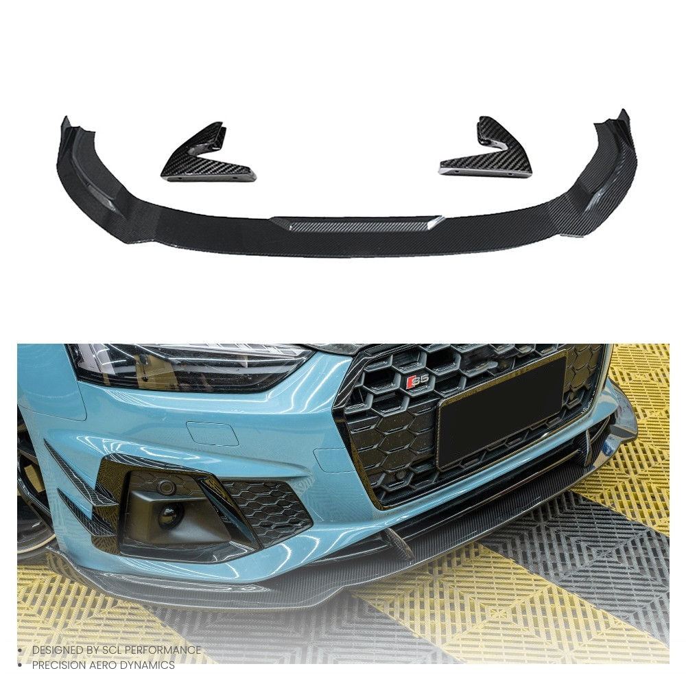 New Universal Front Lip Spoiler Dry Carbon Fiber Front Bumper Diffuser for AUDI A5 S5 PA B9.5