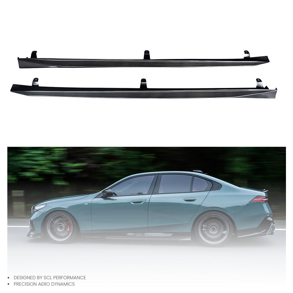 Factory Wholesales OEM 100% Dry Carbon Fiber Side Skirts Extensions for  BMW 5 Series G60 G68  Side Bumper Skirt