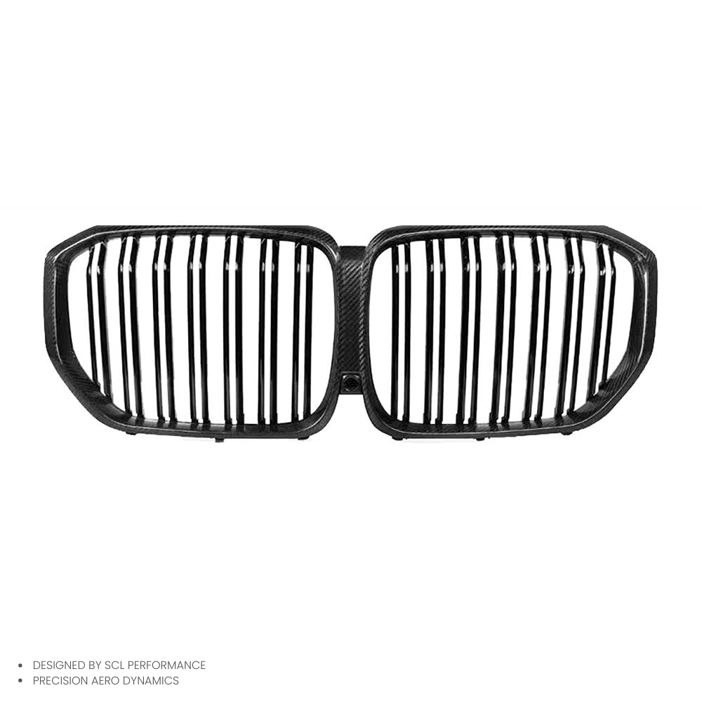 Real Dry Carbon Fiber Universal Bumper Front Radiator Grille for for BMW X5 G05 2022-UP Car Grills Gloss Black