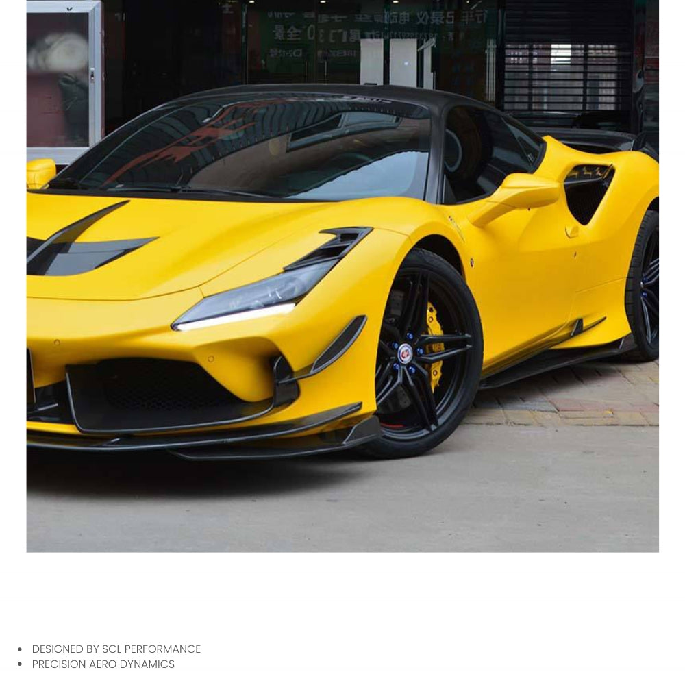 F8 Dry Carbon Fiber Body Kit Side Skirts Door Extension Lip Spoiler for Ferrari F8 Tributo Spider