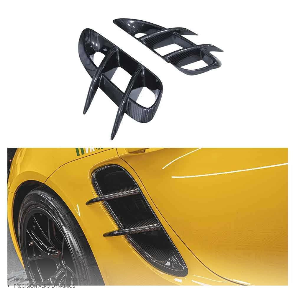 Factory Direct New Dry Carbon Fiber Side Bumper Air Grills Universal Rear Spoilers for Porsche 718 Cayman Boxster Dry Carbon