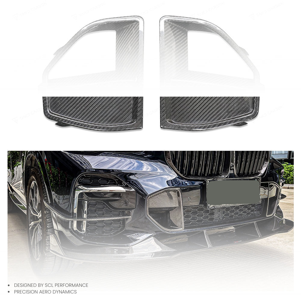 OEM/ODM Dry Carbon Fiber Front Bumper Car Air Vents Diffuserfor for BMW X5 G05 2022-UP air Vent Grills Car Front Spoiler