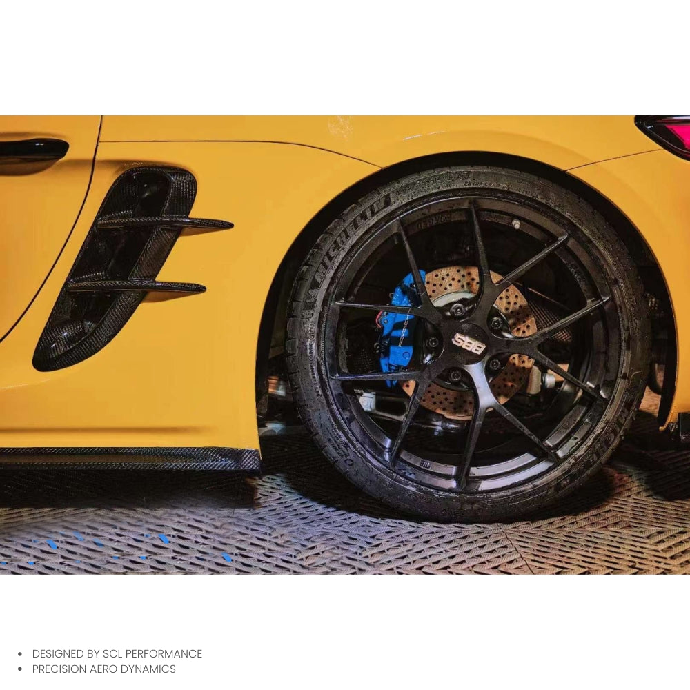 Factory Direct New Dry Carbon Fiber Side Bumper Air Grills Universal Rear Spoilers for Porsche 718 Cayman Boxster Dry Carbon