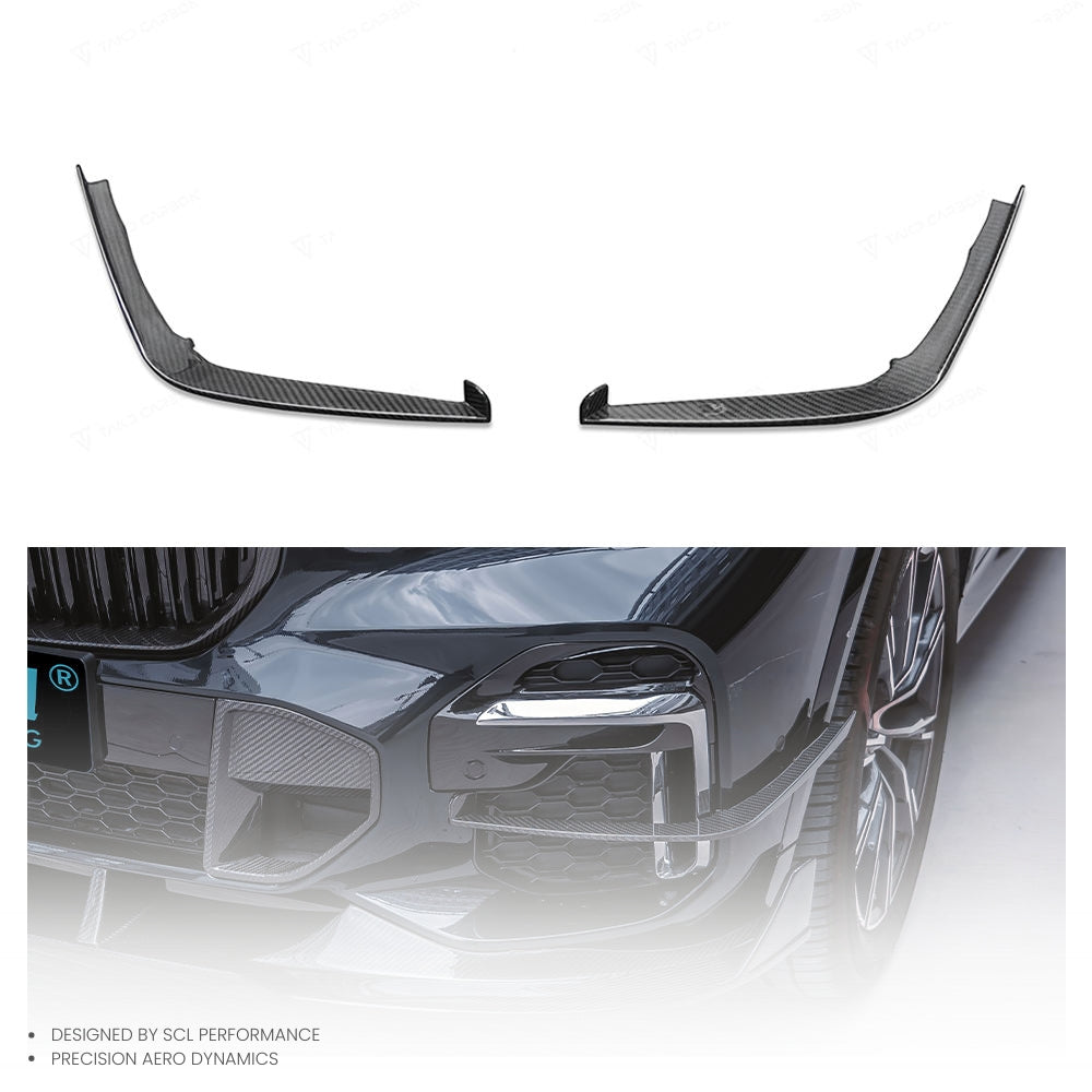 Real Dry Carbon Fiber  Front Canards Bumper Trims for for BMW X5 G05 2022-UP Bodykit