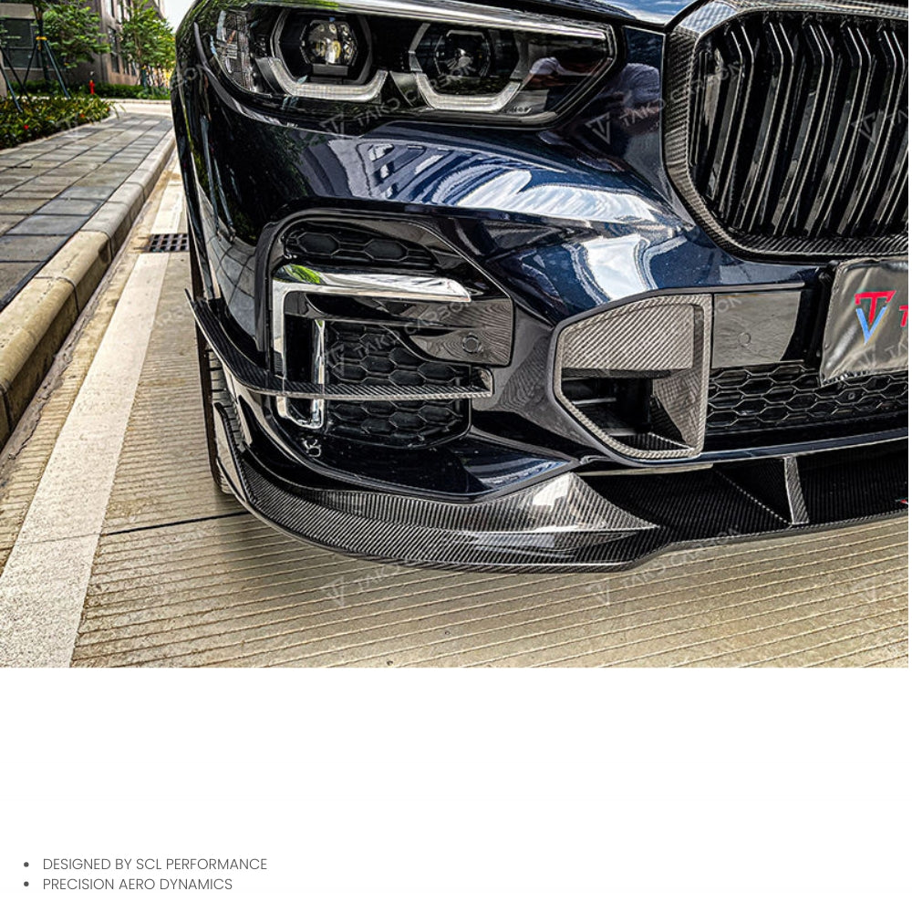 Real Dry Carbon Fiber  Front Canards Bumper Trims for for BMW X5 G05 2022-UP Bodykit