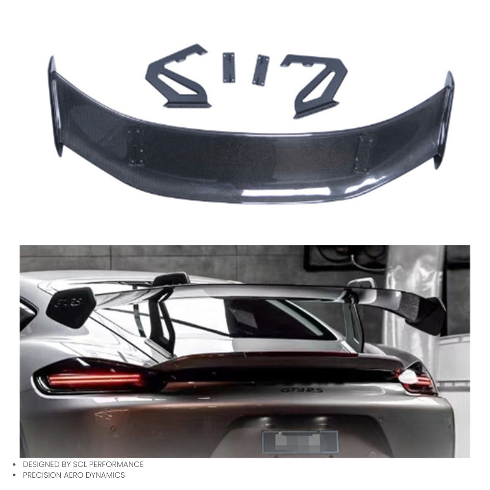 Dry Carbon Fiber Rear Spoiler for Porsche 718 Boxster GT4RS Rear Boot Trunk Spoiler
