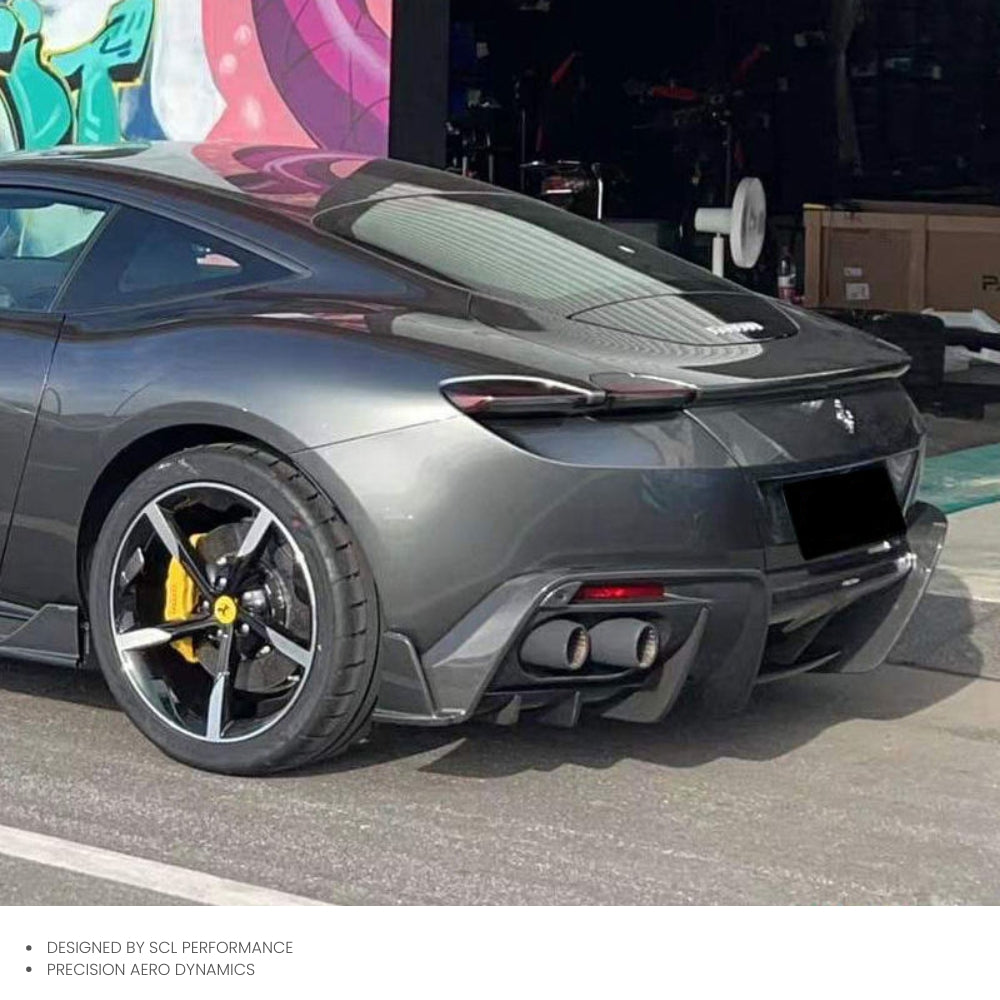 For Ferrari Roma Real Dry Carbon Fiber Body Kit Rear Bumper Lip Spoiler Diffuser