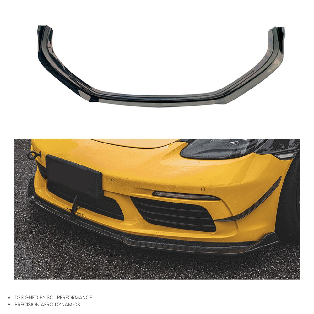 For Porsche 718 Cayman Boxster Dry Carbon Fiber Front Bumper Lip Spoiler Diffuser
